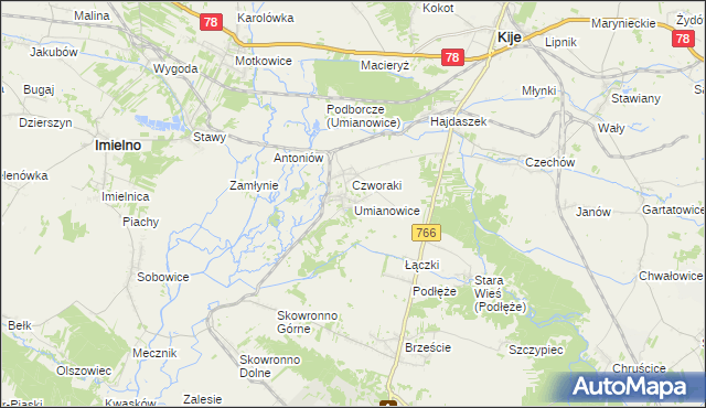 mapa Umianowice, Umianowice na mapie Targeo