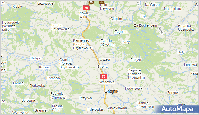 mapa Uszew, Uszew na mapie Targeo