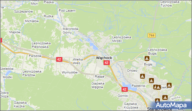 mapa Wąchock, Wąchock na mapie Targeo