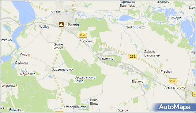 mapa Wapienno, Wapienno na mapie Targeo