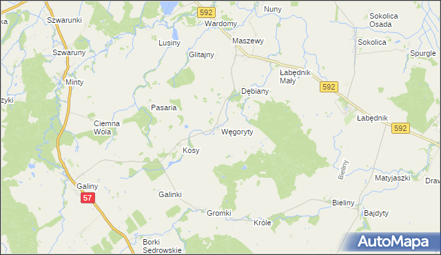 mapa Węgoryty, Węgoryty na mapie Targeo