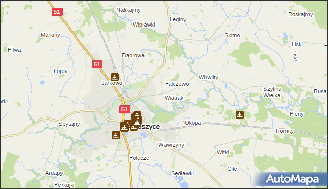 mapa Wiatrak gmina Bartoszyce, Wiatrak gmina Bartoszyce na mapie Targeo