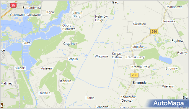 mapa Wiązowa gmina Kramsk, Wiązowa gmina Kramsk na mapie Targeo