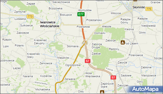 mapa Widoma gmina Iwanowice, Widoma gmina Iwanowice na mapie Targeo