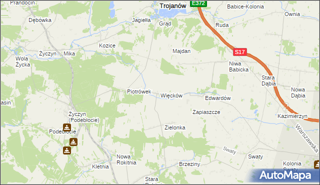 mapa Więcków, Więcków na mapie Targeo