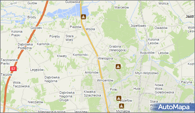 mapa Wielogóra gmina Jedlińsk, Wielogóra gmina Jedlińsk na mapie Targeo