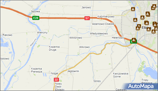 mapa Wikrowo gmina Gronowo Elbląskie, Wikrowo gmina Gronowo Elbląskie na mapie Targeo