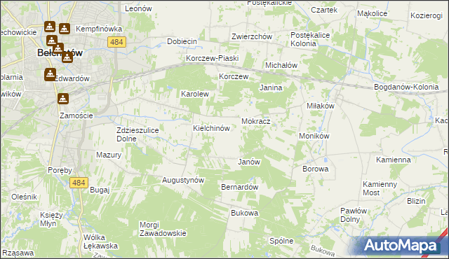 mapa Wiktorów gmina Bełchatów, Wiktorów gmina Bełchatów na mapie Targeo