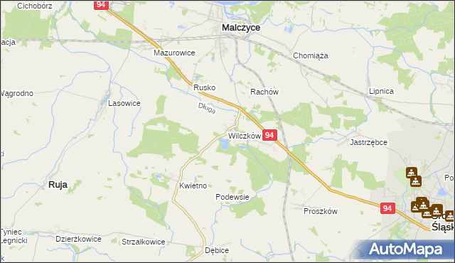 mapa Wilczków gmina Malczyce, Wilczków gmina Malczyce na mapie Targeo