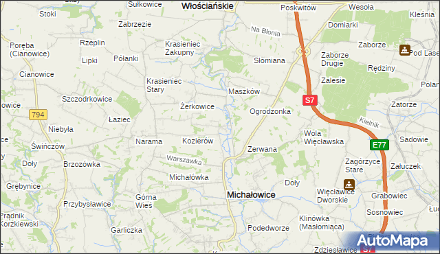 mapa Wilczkowice gmina Michałowice, Wilczkowice gmina Michałowice na mapie Targeo