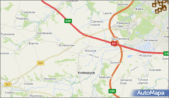 mapa Wilczyce gmina Krotoszyce, Wilczyce gmina Krotoszyce na mapie Targeo