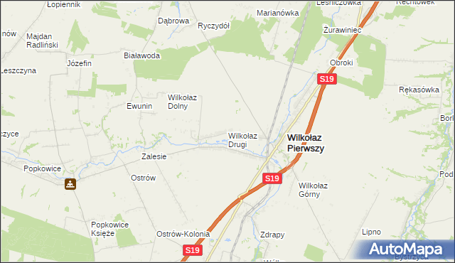 mapa Wilkołaz Drugi, Wilkołaz Drugi na mapie Targeo