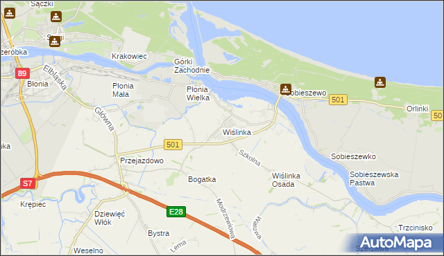 mapa Wiślinka, Wiślinka na mapie Targeo