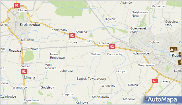 mapa Witów gmina Krośniewice, Witów gmina Krośniewice na mapie Targeo