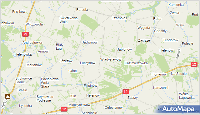 mapa Władysławów gmina Policzna, Władysławów gmina Policzna na mapie Targeo