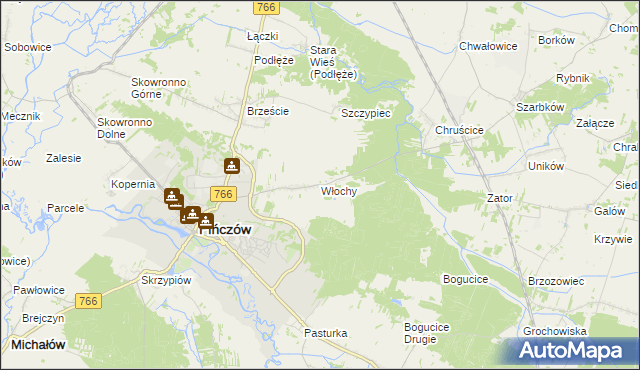 mapa Włochy gmina Pińczów, Włochy gmina Pińczów na mapie Targeo