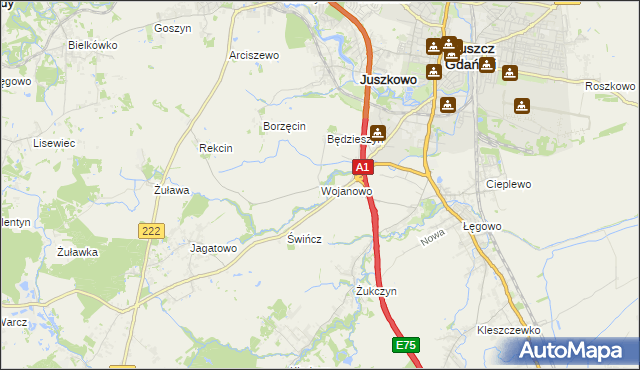 mapa Wojanowo, Wojanowo na mapie Targeo