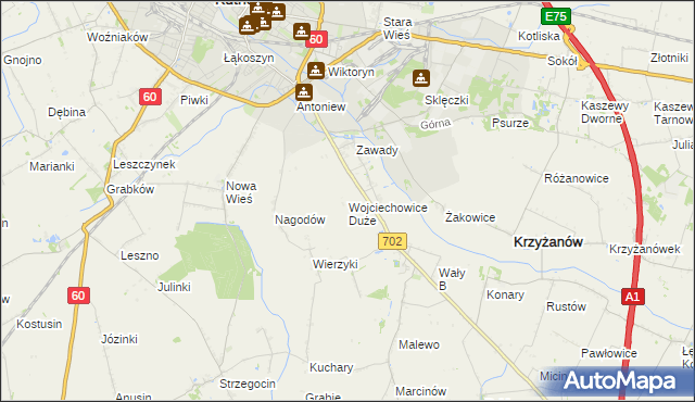 mapa Wojciechowice Duże, Wojciechowice Duże na mapie Targeo