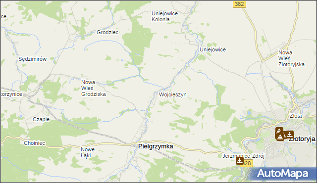 mapa Wojcieszyn gmina Pielgrzymka, Wojcieszyn gmina Pielgrzymka na mapie Targeo