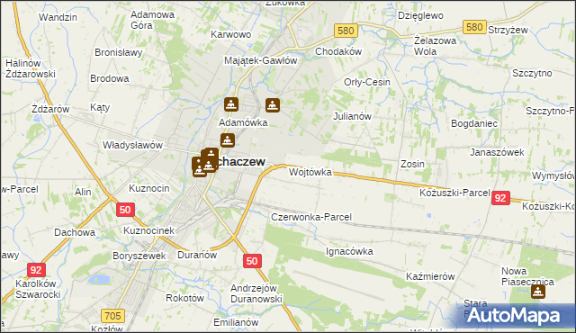 mapa Wojtówka gmina Sochaczew, Wojtówka gmina Sochaczew na mapie Targeo