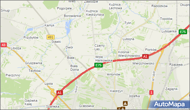 mapa Wola Hankowska, Wola Hankowska na mapie Targeo