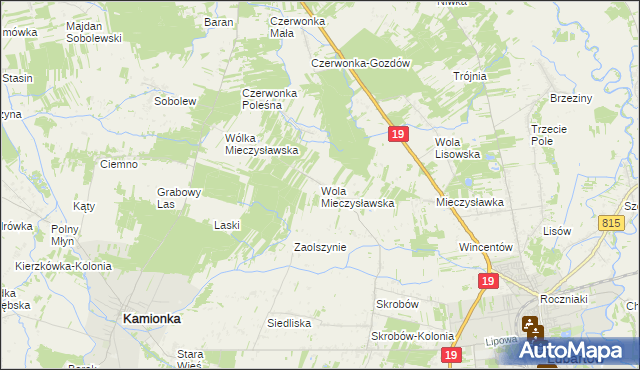 mapa Wola Mieczysławska, Wola Mieczysławska na mapie Targeo