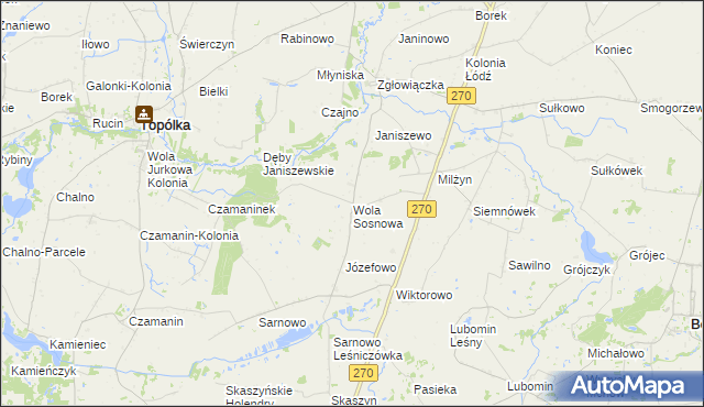 mapa Wola Sosnowa, Wola Sosnowa na mapie Targeo