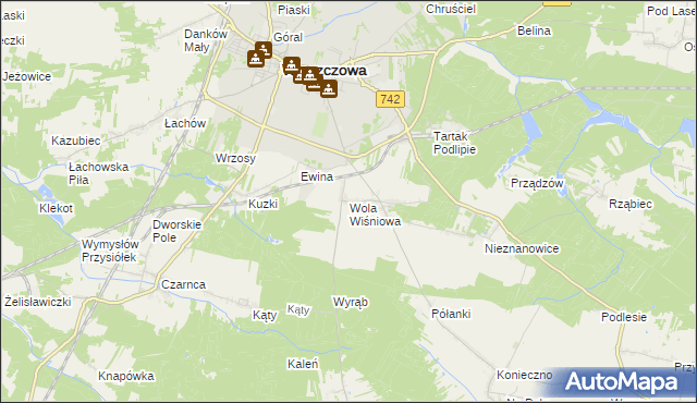 mapa Wola Wiśniowa, Wola Wiśniowa na mapie Targeo