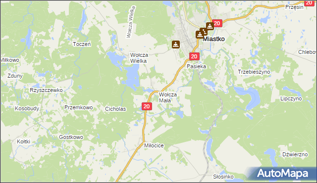 mapa Wołcza Mała, Wołcza Mała na mapie Targeo