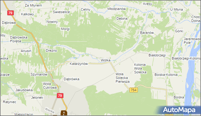 mapa Wólka gmina Lipsko, Wólka gmina Lipsko na mapie Targeo