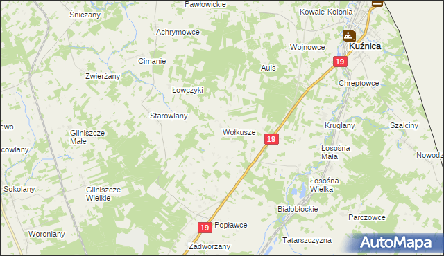 mapa Wołkusze, Wołkusze na mapie Targeo