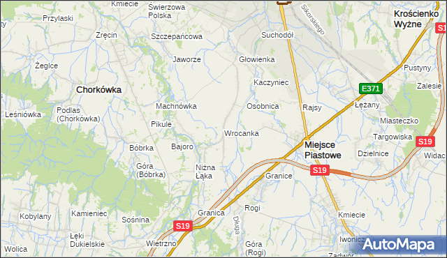 mapa Wrocanka gmina Miejsce Piastowe, Wrocanka gmina Miejsce Piastowe na mapie Targeo