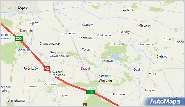 mapa Wyganów gmina Świnice Warckie, Wyganów gmina Świnice Warckie na mapie Targeo