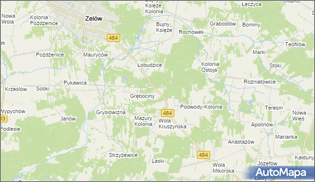 mapa Wygoda gmina Bełchatów, Wygoda gmina Bełchatów na mapie Targeo