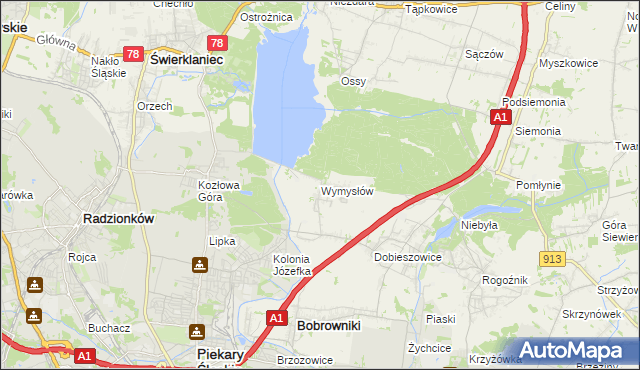 mapa Wymysłów gmina Bobrowniki, Wymysłów gmina Bobrowniki na mapie Targeo