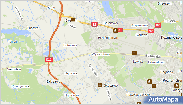 mapa Wysogotowo, Wysogotowo na mapie Targeo