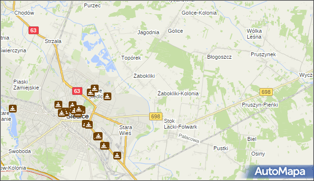 mapa Żabokliki-Kolonia, Żabokliki-Kolonia na mapie Targeo