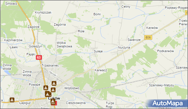 mapa Zabrodzie gmina Łuków, Zabrodzie gmina Łuków na mapie Targeo