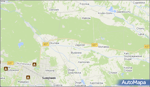 mapa Zagórze gmina Halinów, Zagórze gmina Halinów na mapie Targeo