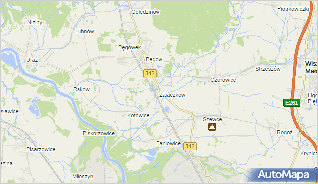 mapa Zajączków gmina Oborniki Śląskie, Zajączków gmina Oborniki Śląskie na mapie Targeo