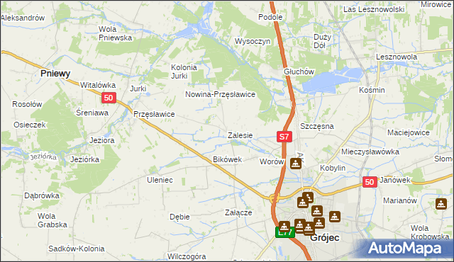 mapa Zalesie gmina Grójec, Zalesie gmina Grójec na mapie Targeo