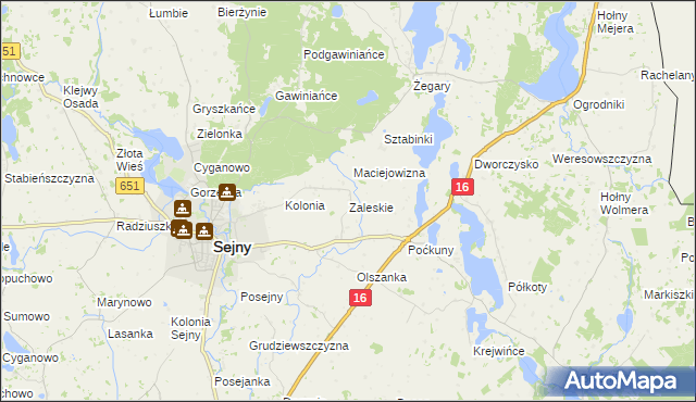 mapa Zaleskie gmina Sejny, Zaleskie gmina Sejny na mapie Targeo