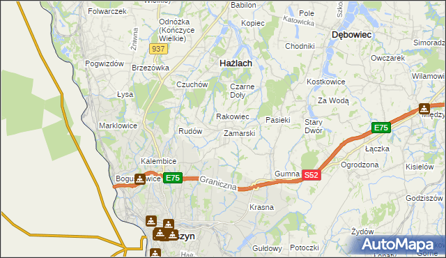 mapa Zamarski, Zamarski na mapie Targeo