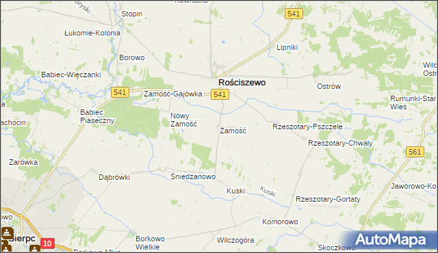 mapa Zamość gmina Rościszewo, Zamość gmina Rościszewo na mapie Targeo