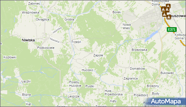 mapa Zapole gmina Niwiska, Zapole gmina Niwiska na mapie Targeo