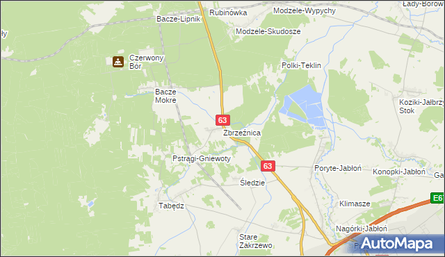 mapa Zbrzeżnica, Zbrzeżnica na mapie Targeo