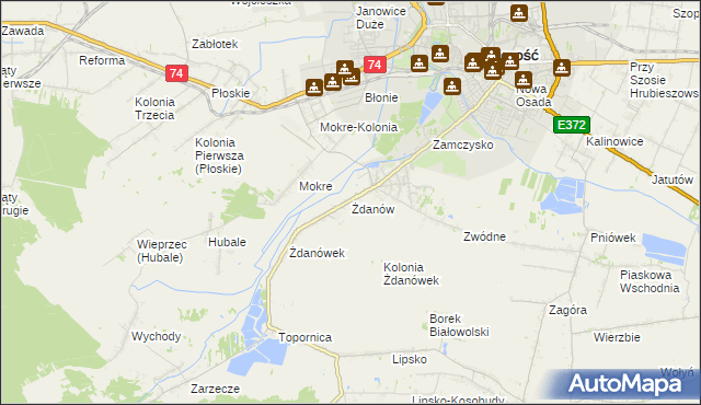 mapa Żdanów gmina Zamość, Żdanów gmina Zamość na mapie Targeo