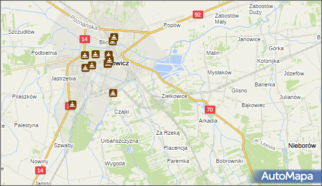 mapa Zielkowice, Zielkowice na mapie Targeo