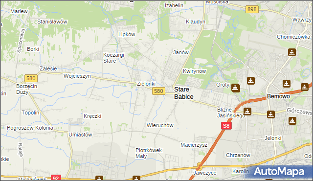 mapa Zielonki-Parcela, Zielonki-Parcela na mapie Targeo