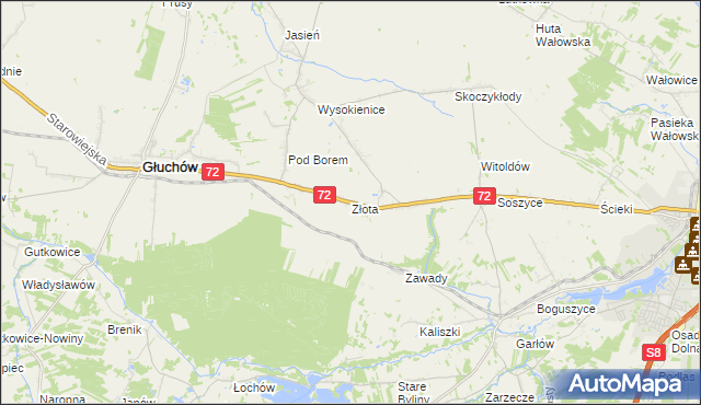 mapa Złota gmina Głuchów, Złota gmina Głuchów na mapie Targeo